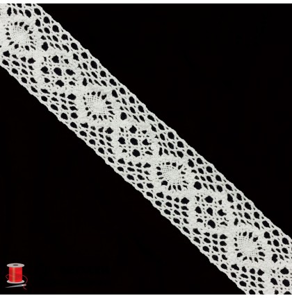 Кружево вязаное хлопковое шир.4 см арт.5033-1-1 цв.белый уп.91 м