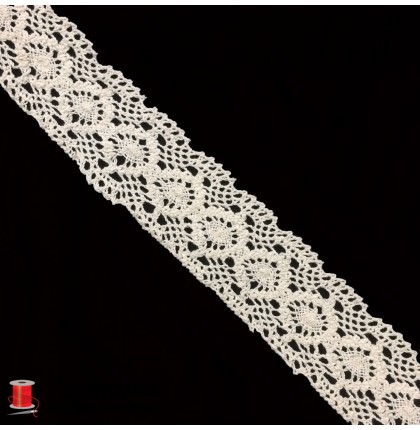 Кружево вязаное хлопковое шир.5 см арт.5064-6-1 цв.бежевый уп.45 м