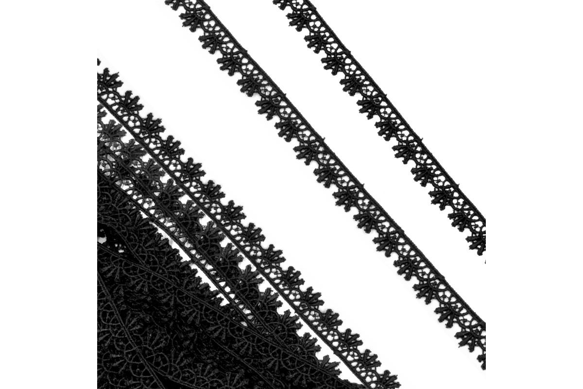 Кружево плетеное шир.16 мм. арт.4003-1 цв.черный уп.12 м.